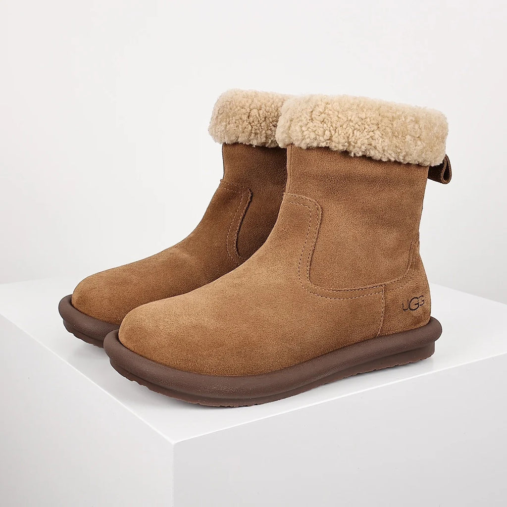 UGG Curly Shearling Snow Boots – Mahogany | Luxe Warm-Lined Women's Winter Boots