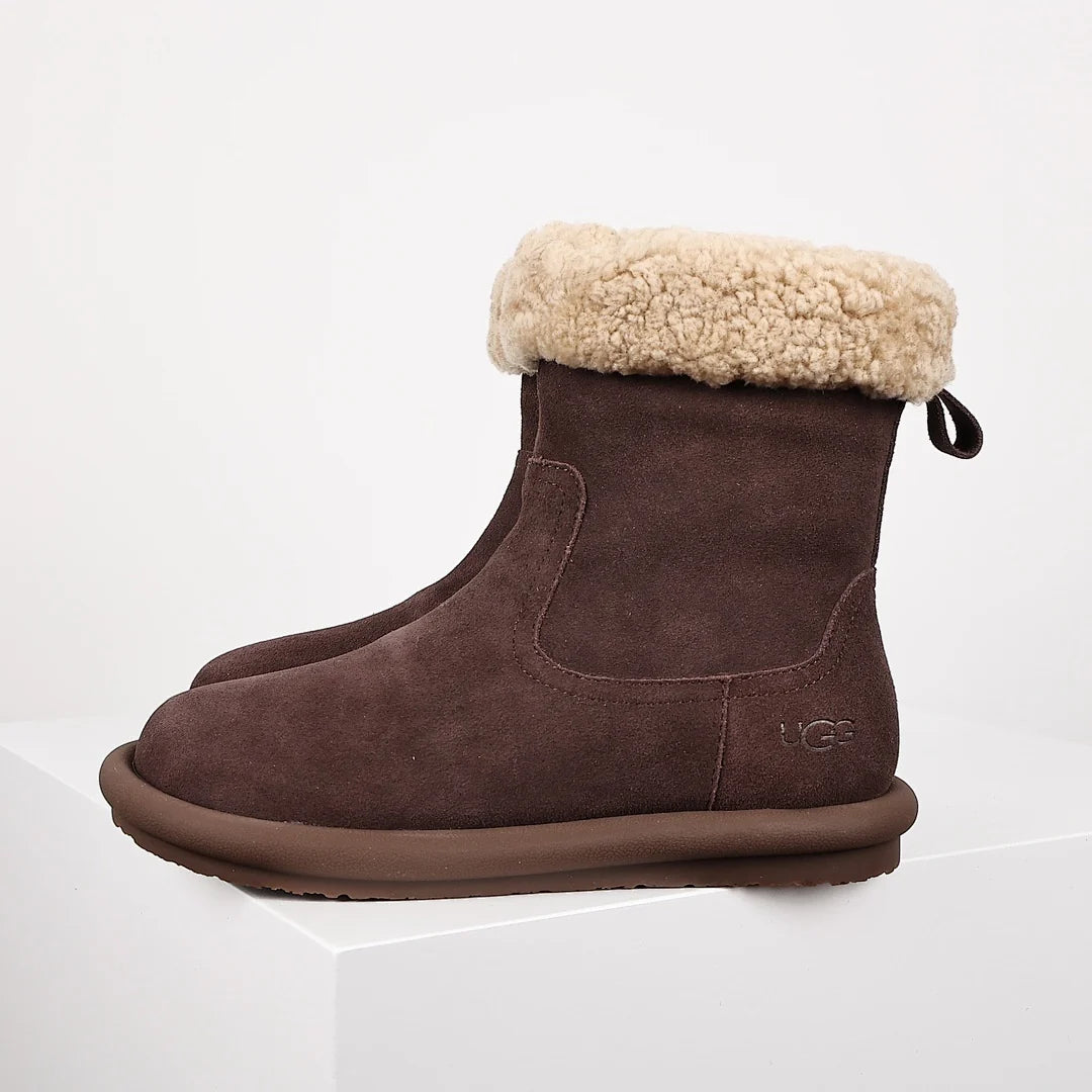 UGG Curly Shearling Cuff Snow Boot – Mahogany Suede | Warm-Lined Women's Winter Boot
