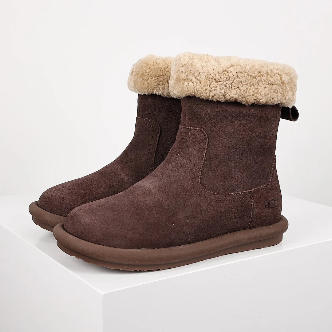 UGG Curly Shearling Cuff Snow Boot – Mahogany Suede | Warm-Lined Women's Winter Boot