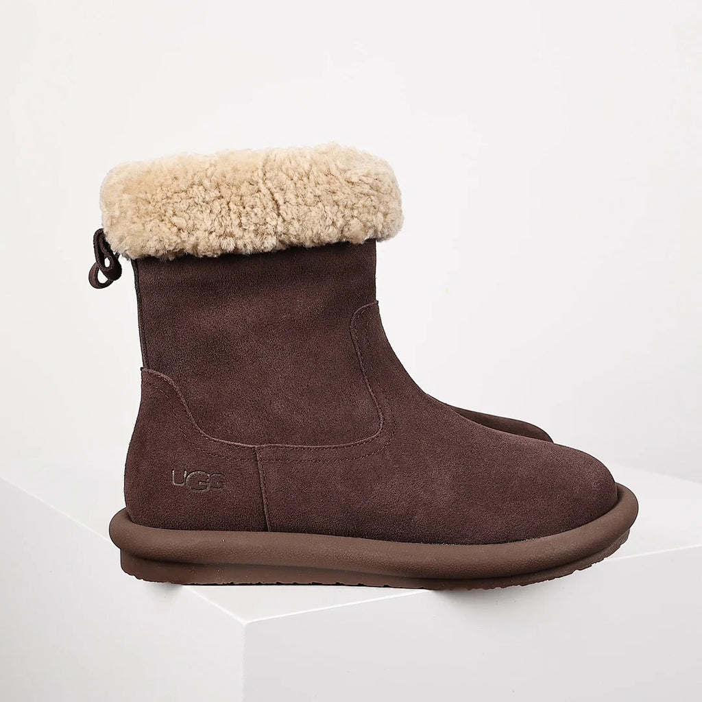 UGG Curly Shearling Cuff Snow Boot – Mahogany Suede | Warm-Lined Women's Winter Boot