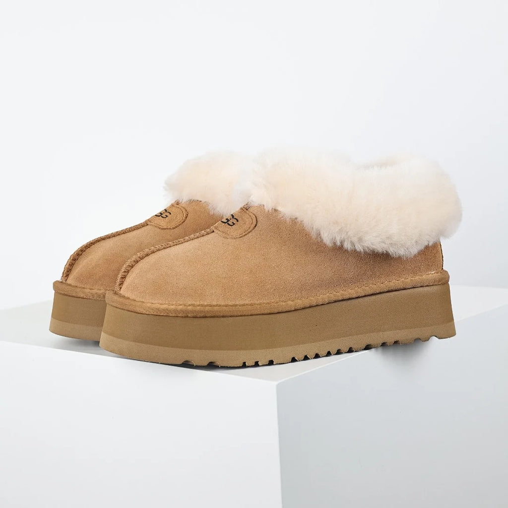 UGG Tazz Platform Mule Slippers – Chestnut | Warm-Lined Women's Shearling Clogs