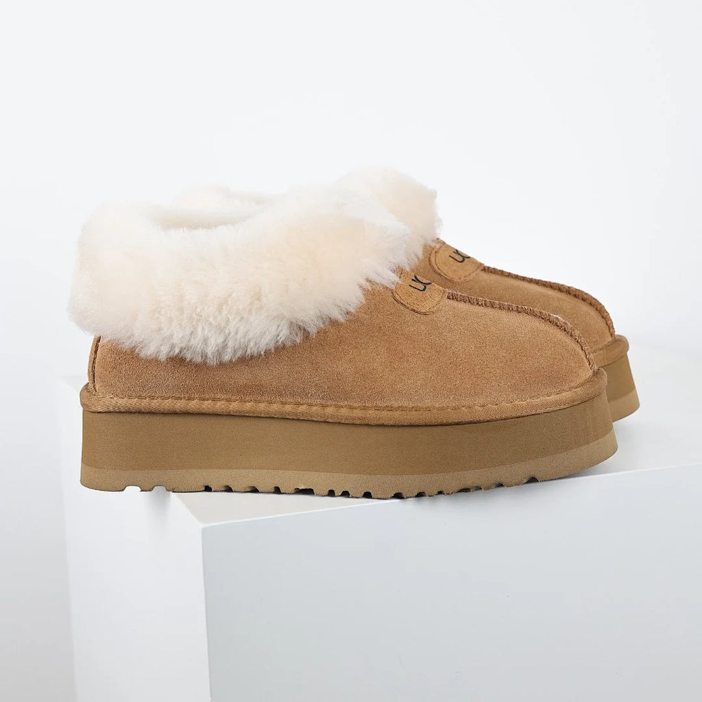 UGG Tazz Platform Mule Slippers – Chestnut | Warm-Lined Women's Shearling Clogs