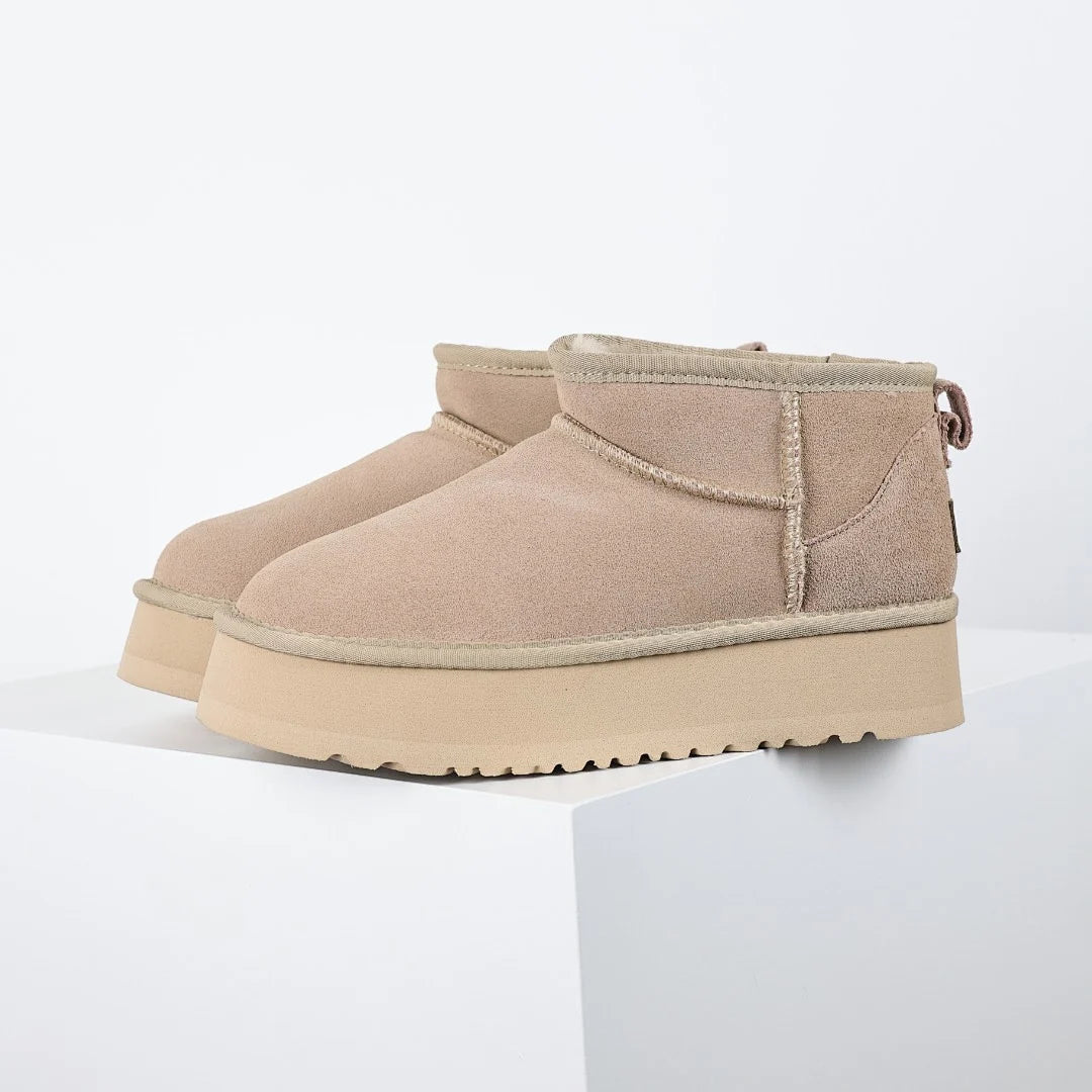 UGG Platform Short Snow Boots – Beige | Warm-Lined Women's Winter Boots