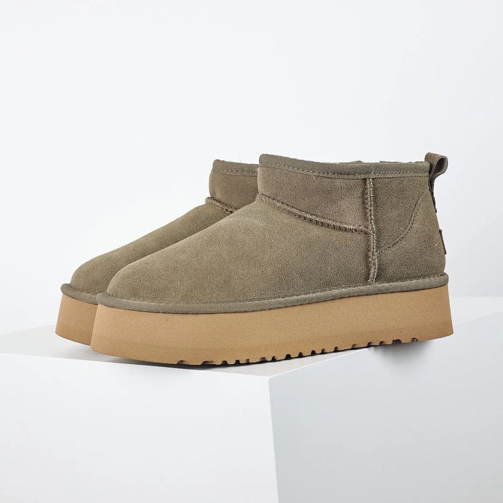 UGG Classic Ultra Mini Platform Boot – Olive Suede | Warm-Lined Women's Winter Boot
