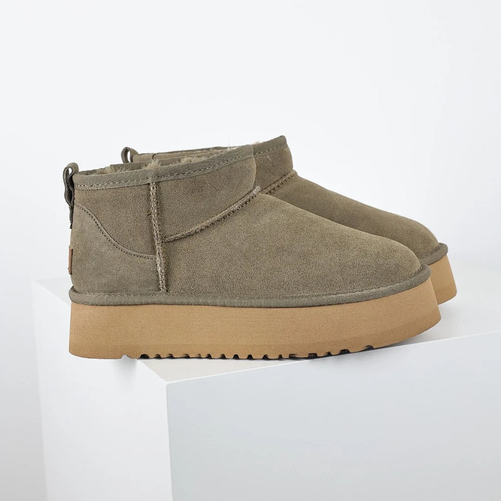 UGG Classic Ultra Mini Platform Boot – Olive Suede | Warm-Lined Women's Winter Boot