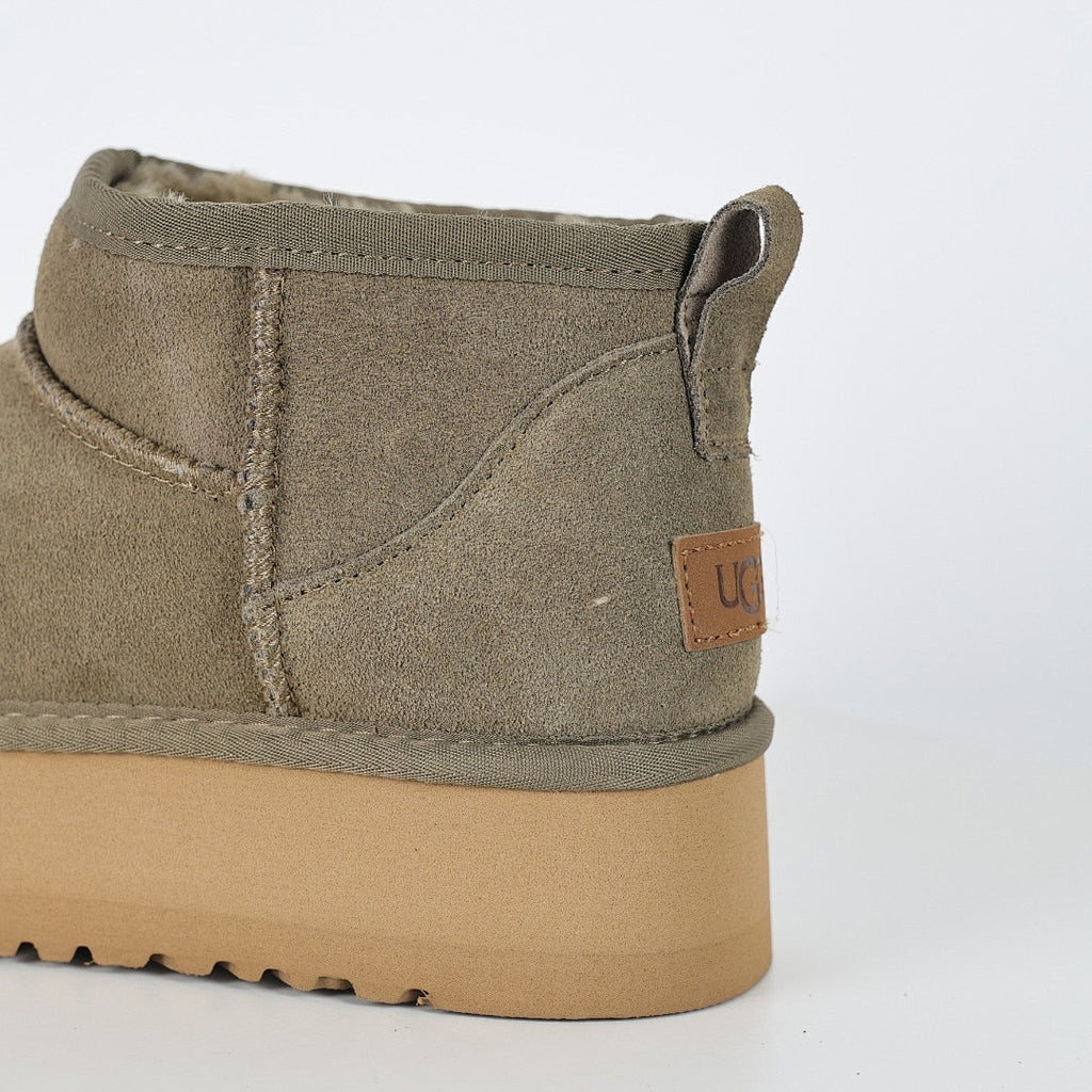 UGG Classic Ultra Mini Platform Boot – Olive Suede | Warm-Lined Women's Winter Boot