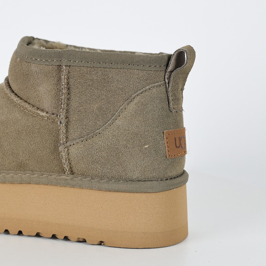 UGG Classic Ultra Mini Platform Boot – Olive Suede | Warm-Lined Women's Winter Boot