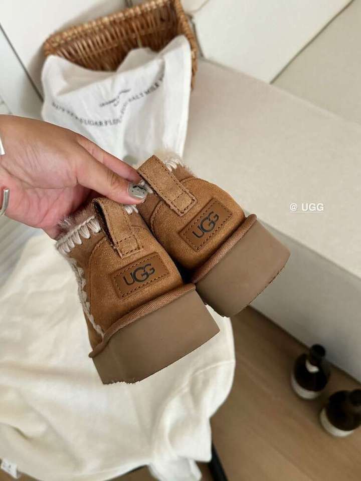 UGG Women's Platform Mini Boot with Crochet Trim