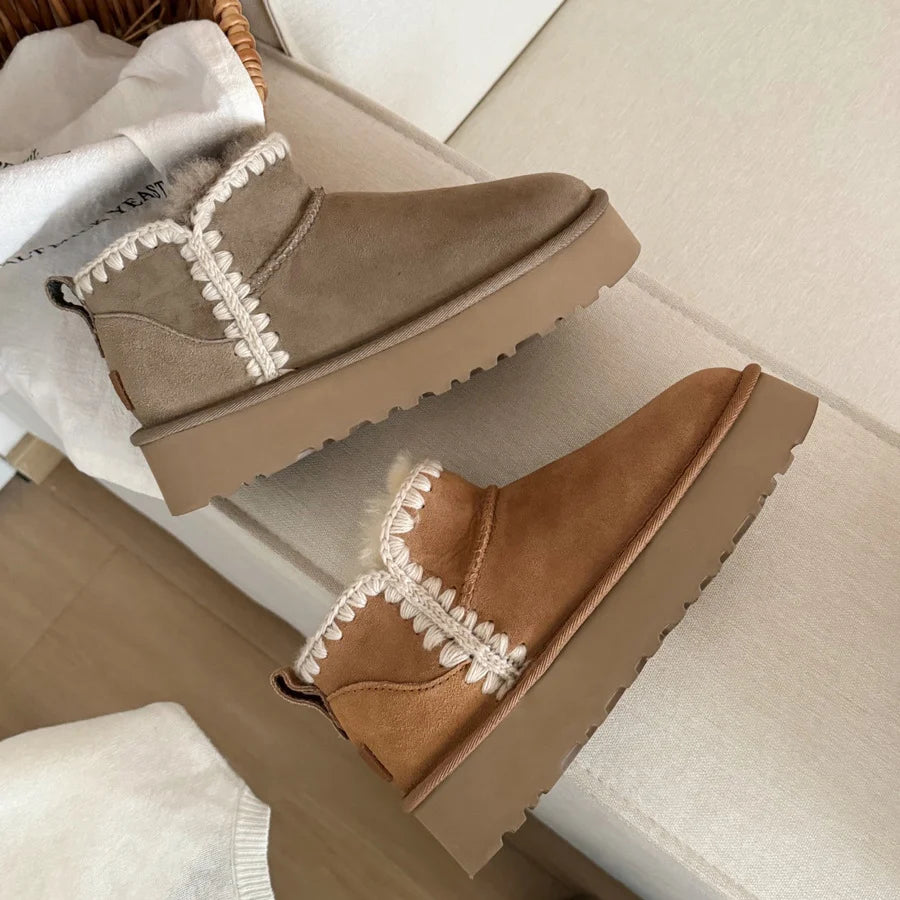 UGG Women's Platform Mini Boot with Crochet Trim