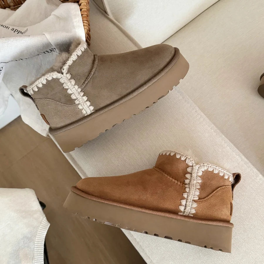 UGG Women's Platform Mini Boot with Crochet Trim