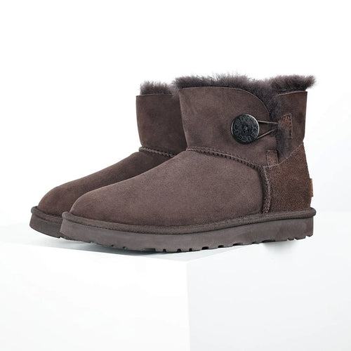 UGG Bailey Button Mini Boot – Chocolate | Shearling-Lined Women's Ankle Boot