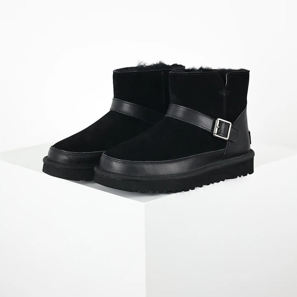 UGG Classic Mini Buckle Boot – Black | Shearling-Lined Women's Ankle Boot