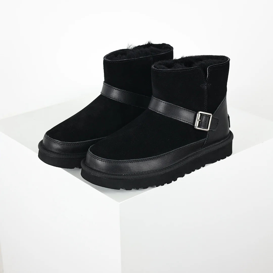 UGG Classic Mini Buckle Boot – Black | Shearling-Lined Women's Ankle Boot
