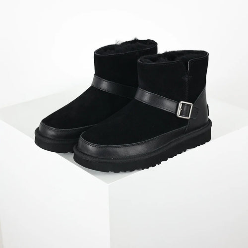 UGG Classic Mini Buckle Boot – Black | Shearling-Lined Women's Ankle Boot