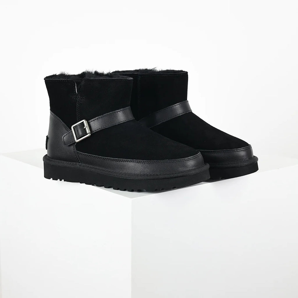 UGG Classic Mini Buckle Boot – Black | Shearling-Lined Women's Ankle Boot