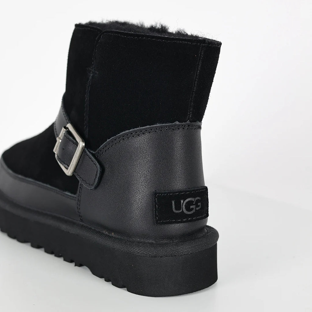 UGG Classic Mini Buckle Boot – Black | Shearling-Lined Women's Ankle Boot