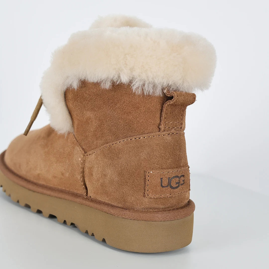 UGG Classic Mini Lace-Up Boot – Chestnut | Shearling-Cuff Women's Ankle Boot with Back Bow
