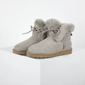 UGG Classic Mini Lace-Up Boot – Light Grey | Shearling-Cuff Women's Ankle Boot with Back Bow