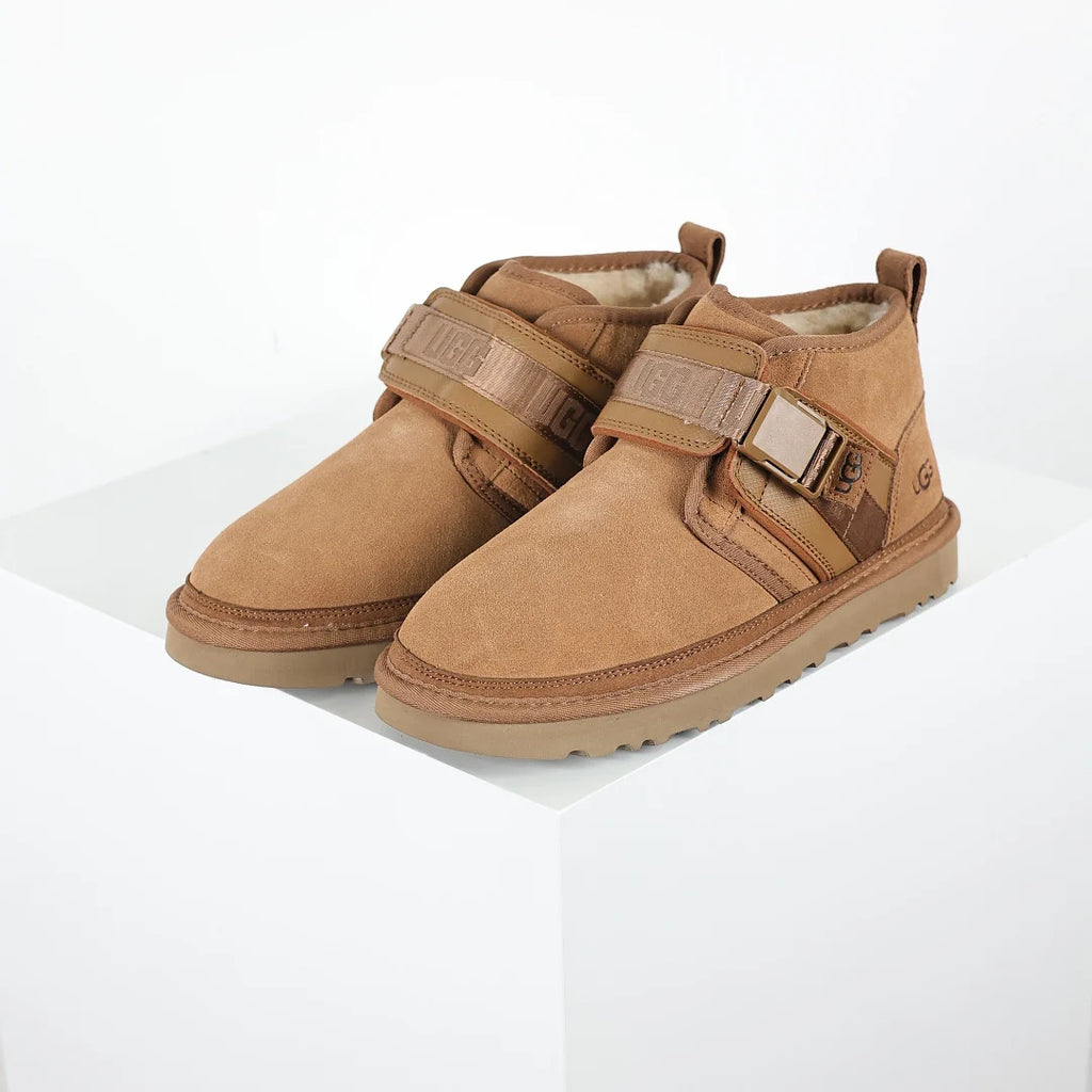 UGG Neumel Snapdown Boot – Chestnut | Shearling-Lined Men's Ankle Boot with Logo Strap