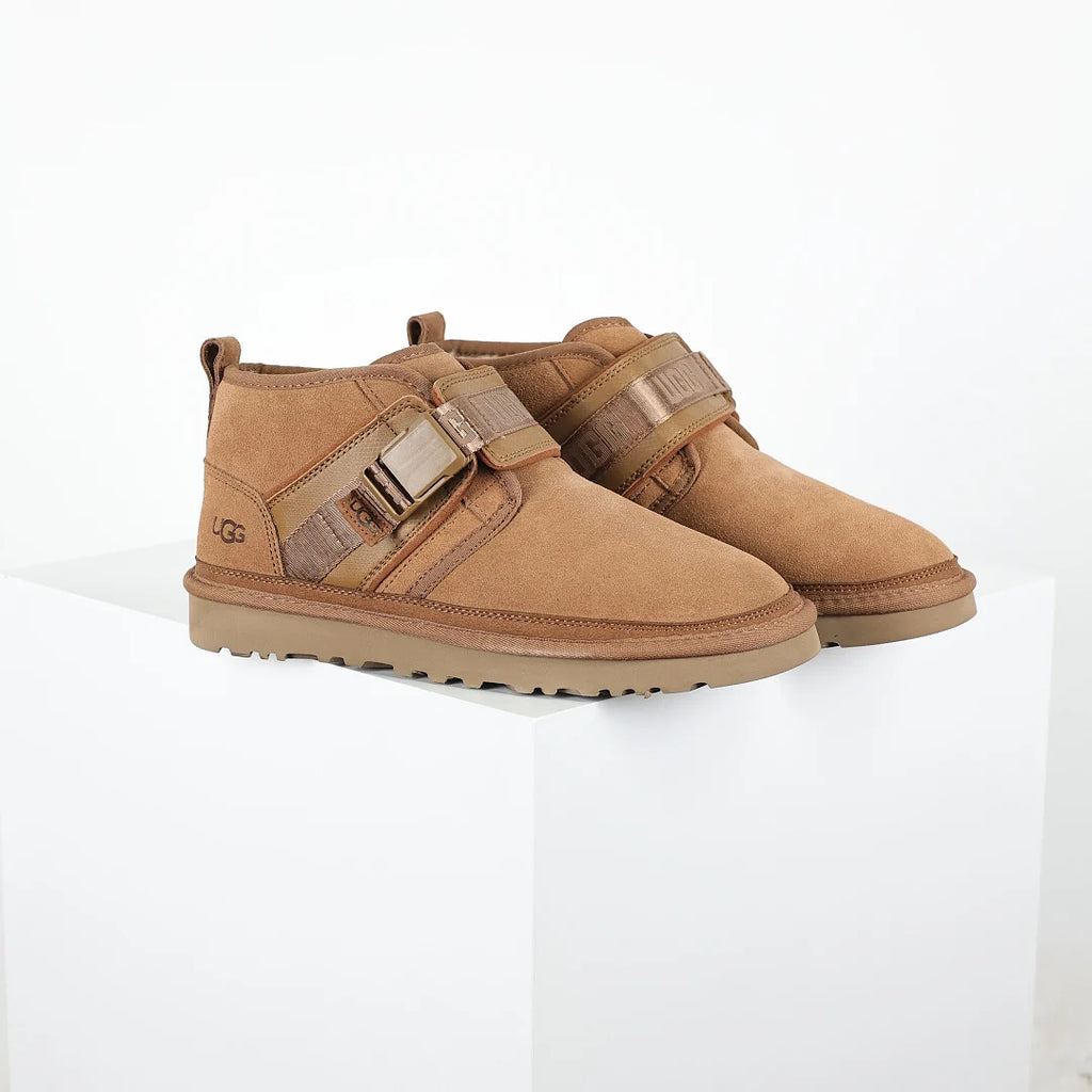 UGG Neumel Snapdown Boot – Chestnut | Shearling-Lined Men's Ankle Boot with Logo Strap