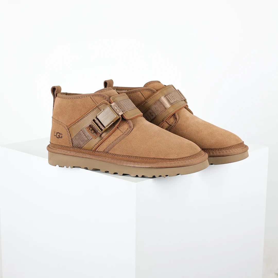 UGG Neumel Snapdown Boot – Chestnut | Shearling-Lined Men's Ankle Boot with Logo Strap