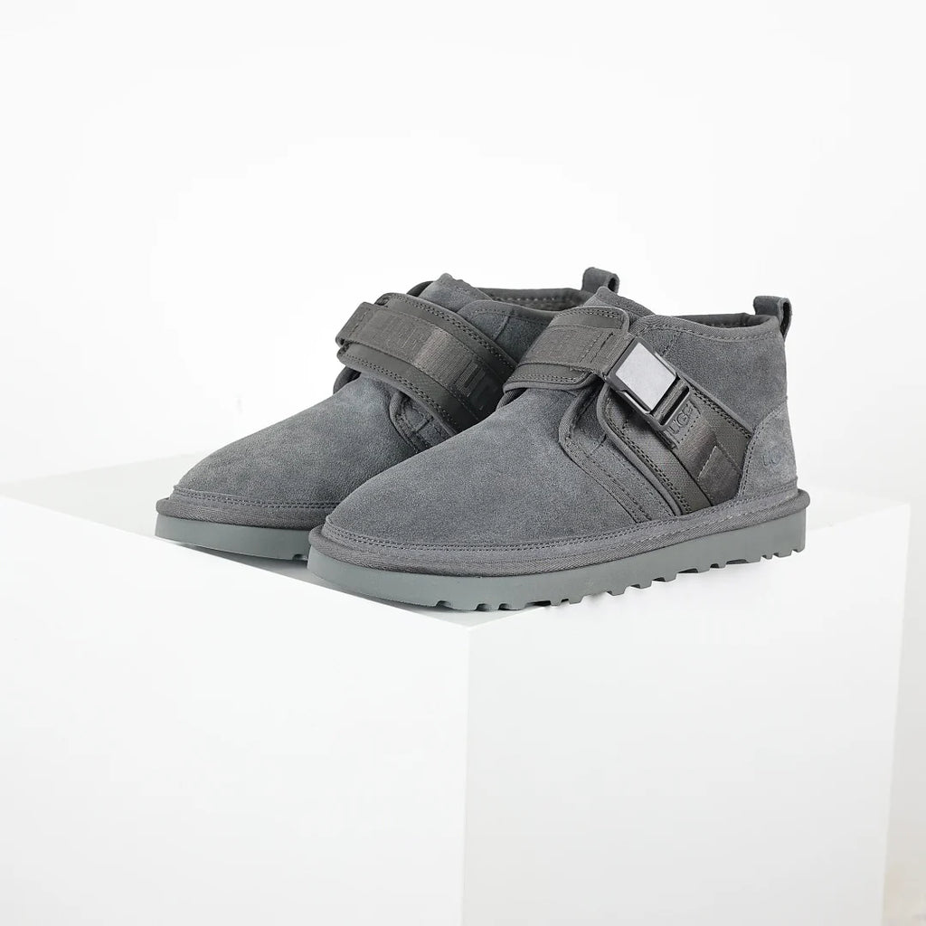 UGG Neumel Snapback Boot – Grey | Hook-and-Loop Strap Men's Chukka with Shearling Lining