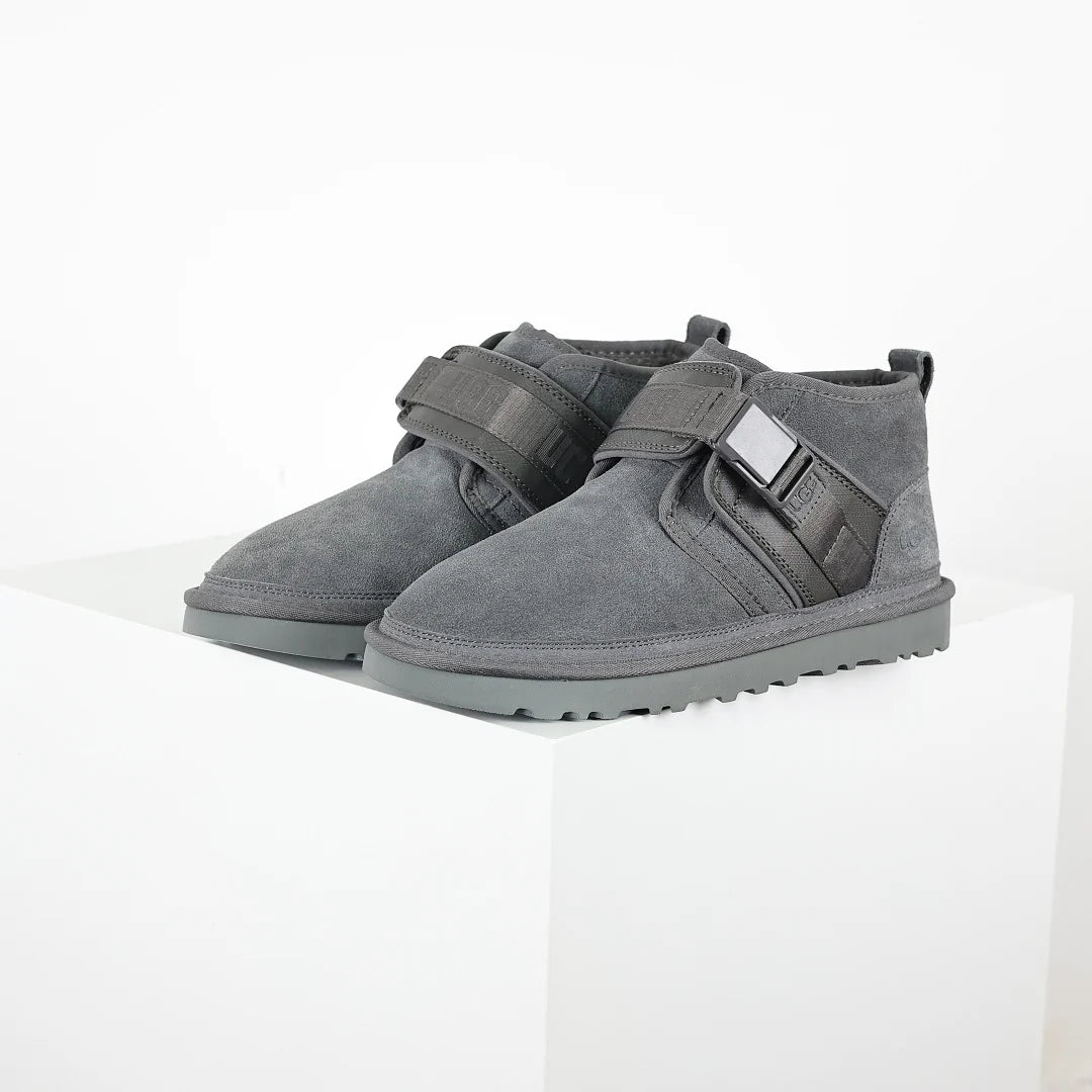 UGG Neumel Snapback Boot – Grey | Hook-and-Loop Strap Men's Chukka with Shearling Lining