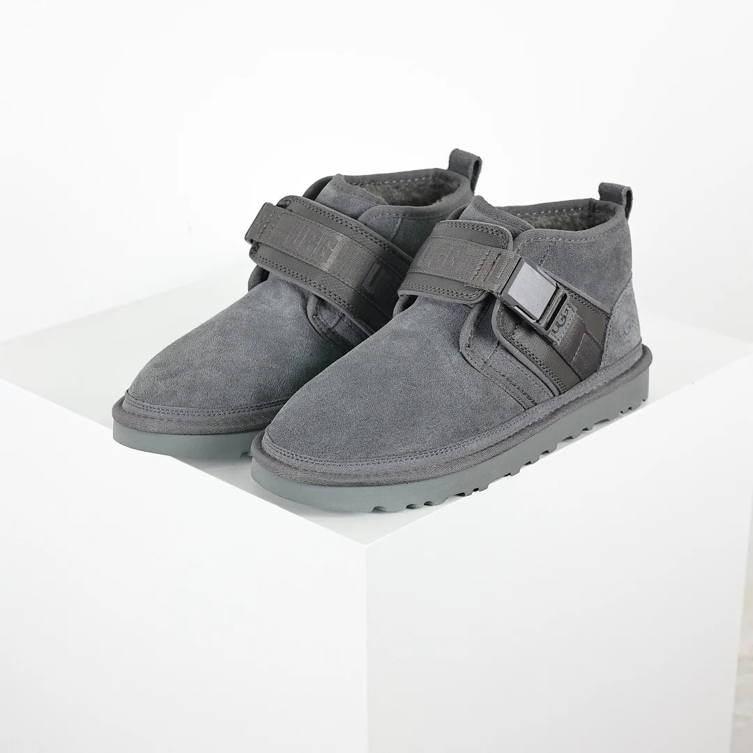 UGG Neumel Snapback Boot – Grey | Hook-and-Loop Strap Men's Chukka with Shearling Lining