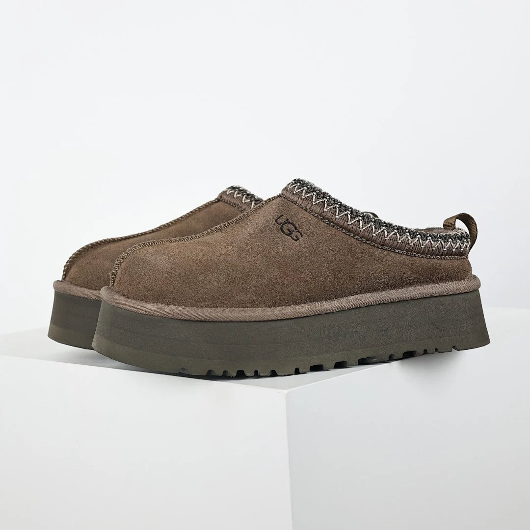 UGG Tazz Platform Slipper – Burnt Olive | Zigzag Whipstitch Women's Closed-Toe Platform Slip-On