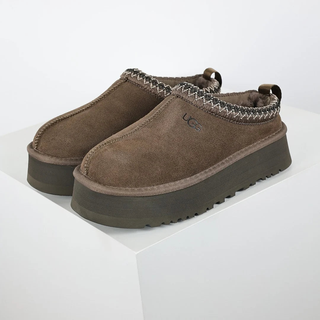 UGG Tazz Platform Slipper – Burnt Olive | Zigzag Whipstitch Women's Closed-Toe Platform Slip-On