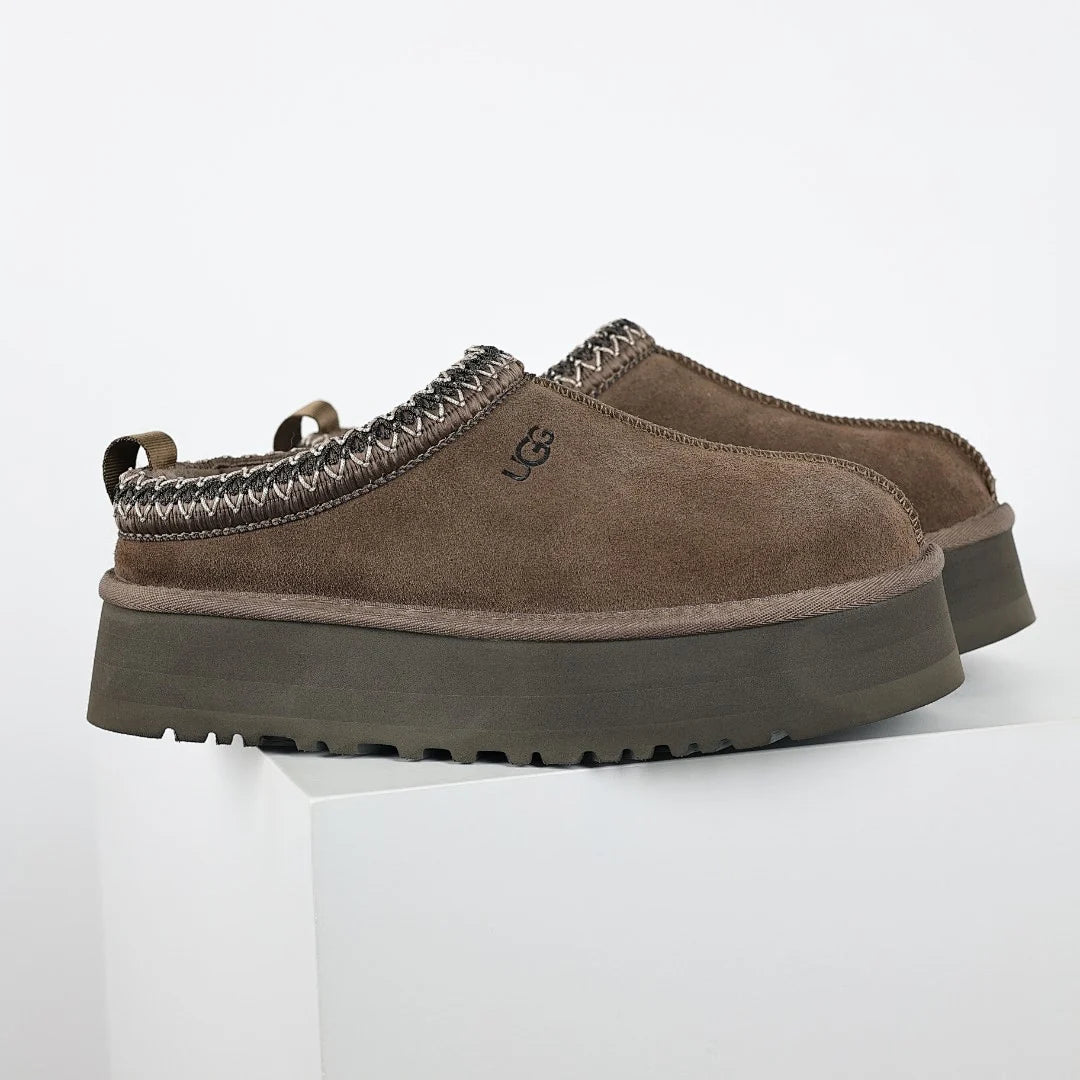 UGG Tazz Platform Slipper – Burnt Olive | Zigzag Whipstitch Women's Closed-Toe Platform Slip-On
