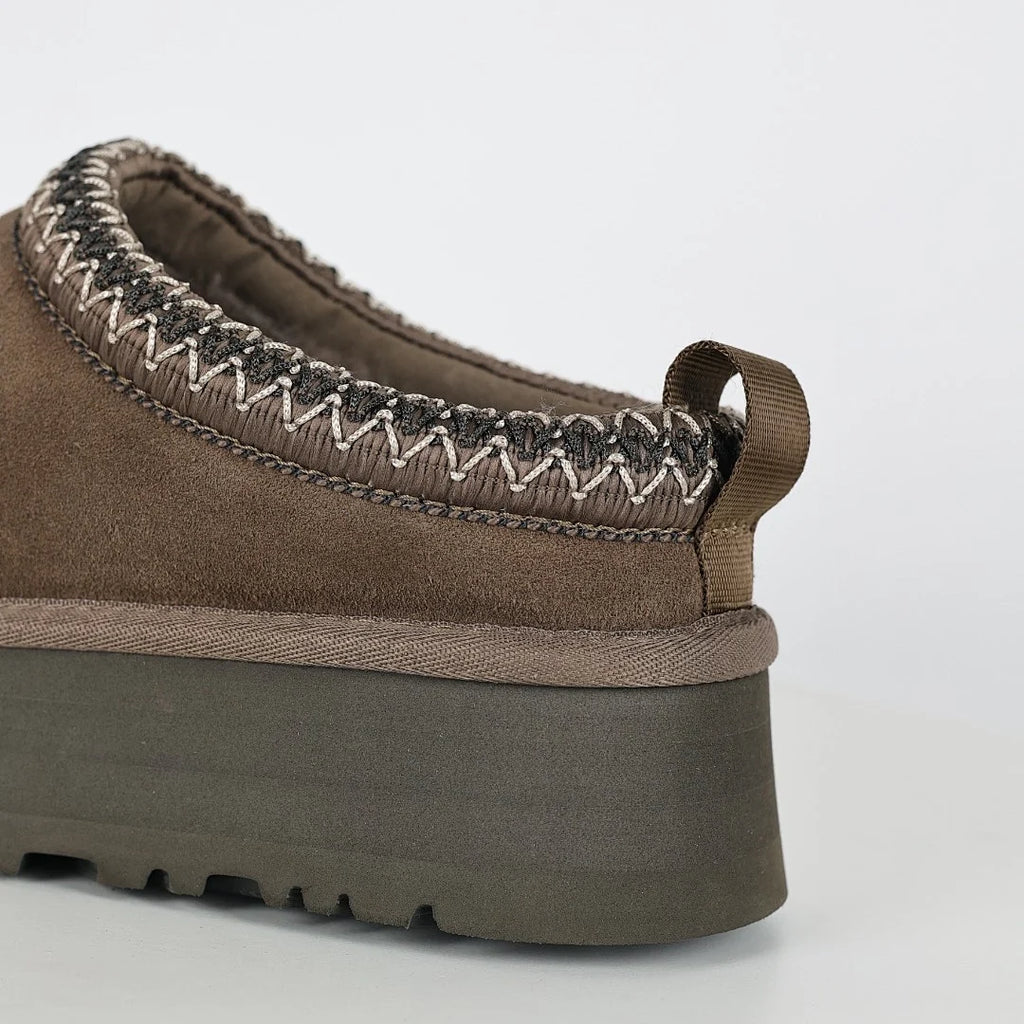 UGG Tazz Platform Slipper – Burnt Olive | Zigzag Whipstitch Women's Closed-Toe Platform Slip-On