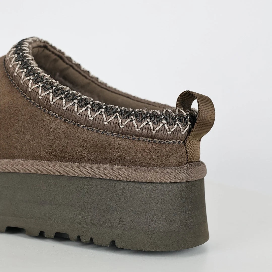 UGG Tazz Platform Slipper – Burnt Olive | Zigzag Whipstitch Women's Closed-Toe Platform Slip-On