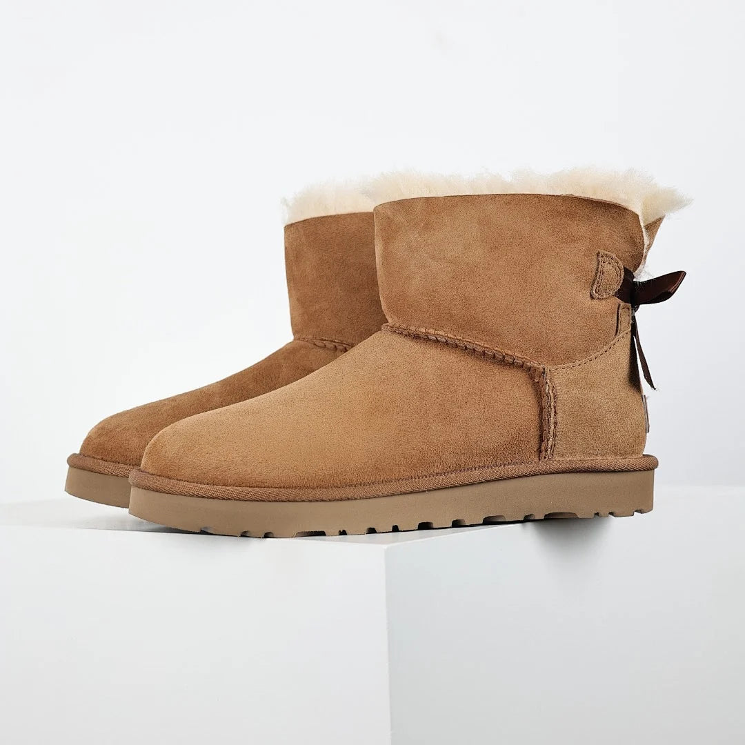 UGG Bailey Bow Mini Snow Boots – Chestnut | Warm-Lined Women's Ankle Boots