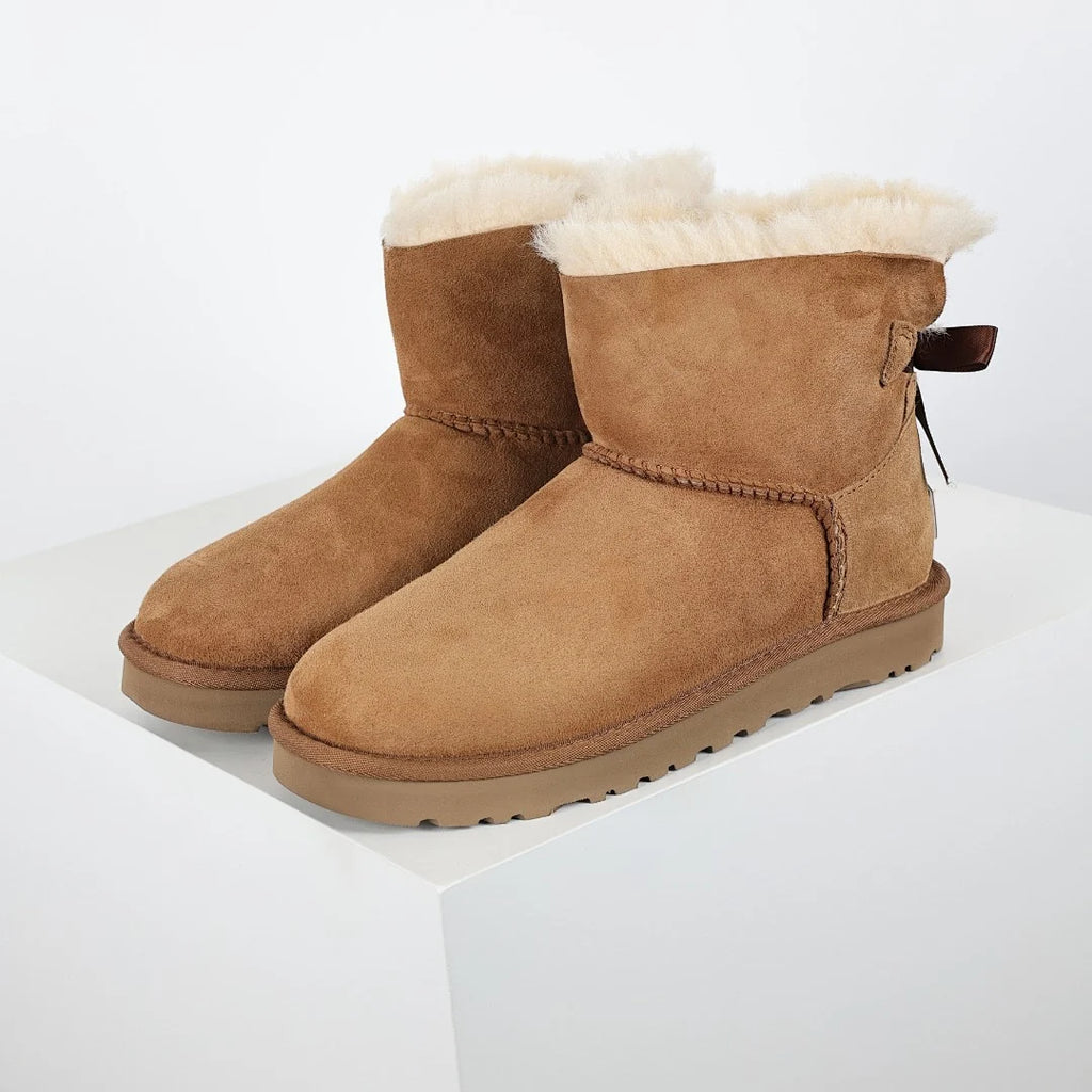 UGG Bailey Bow Mini Snow Boots – Chestnut | Warm-Lined Women's Ankle Boots