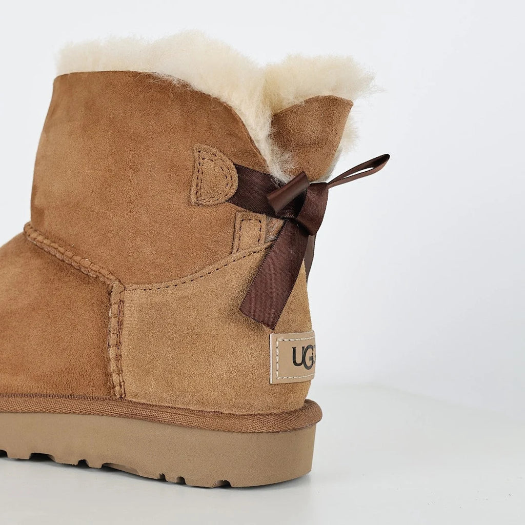 UGG Bailey Bow Mini Snow Boots – Chestnut | Warm-Lined Women's Ankle Boots