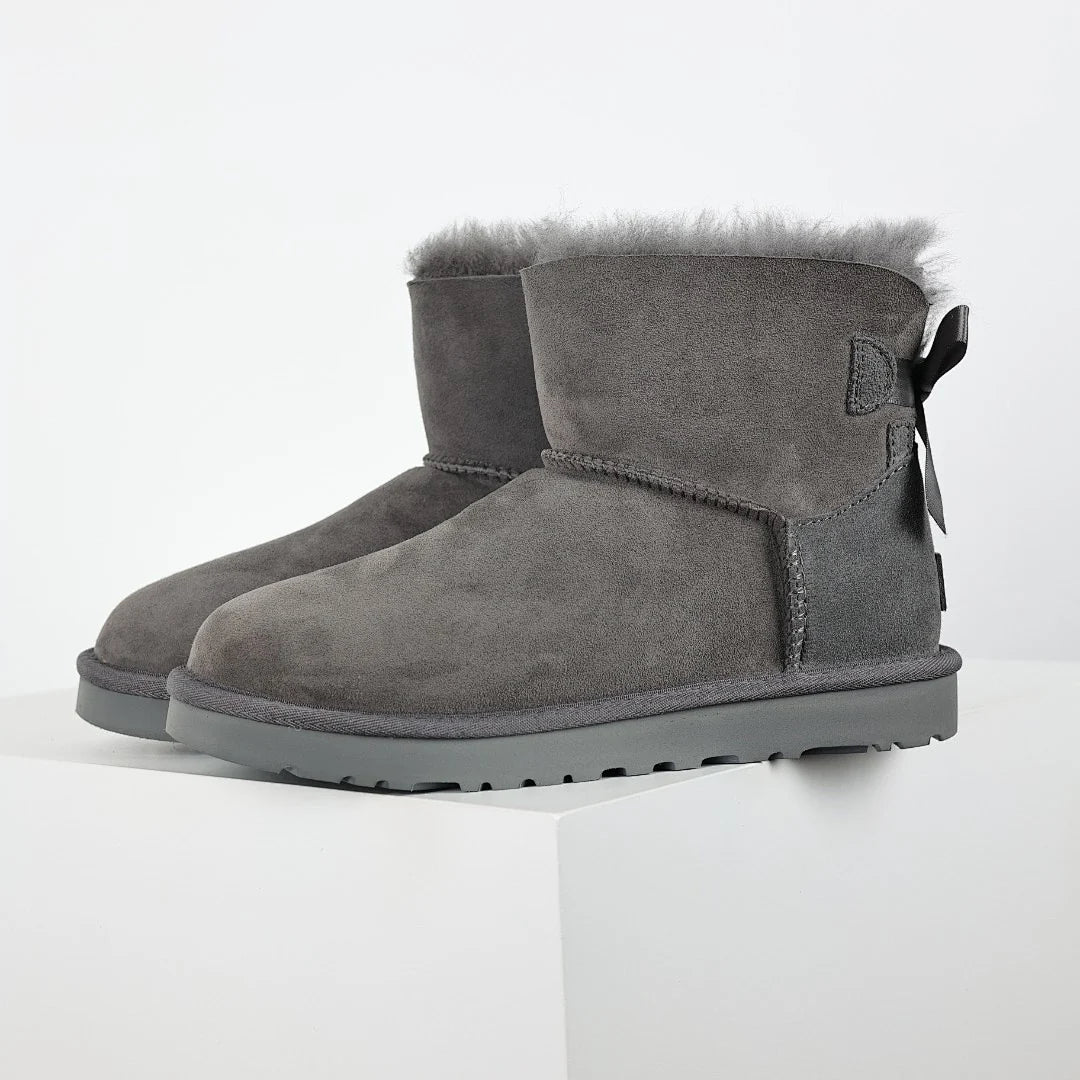 UGG Mini Bailey Button Boot – Grey | Tonal Button-Back Women's Shearling Ankle Boot