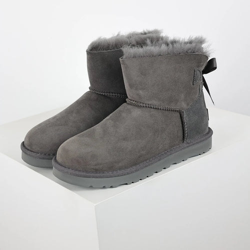 UGG Bailey Bow Mini Snow Boots – Grey | Warm-Lined Women's Winter Boots