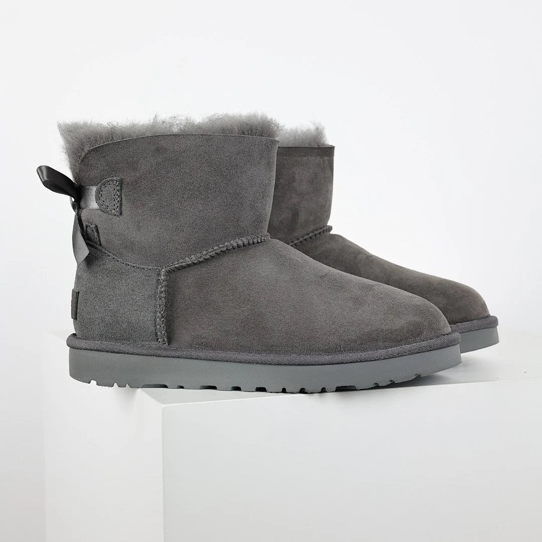 UGG Bailey Bow Mini Snow Boots – Grey | Warm-Lined Women's Winter Boots