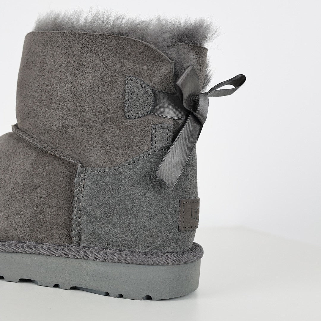 UGG Bailey Bow Mini Snow Boots – Grey | Warm-Lined Women's Winter Boots