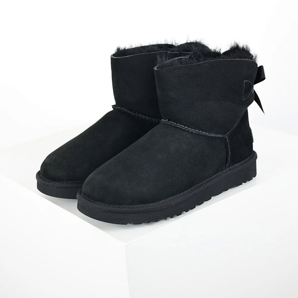 UGG Bailey Bow Mini Ankle Boot – Black  Shearling-Lined Women's Winter Boo