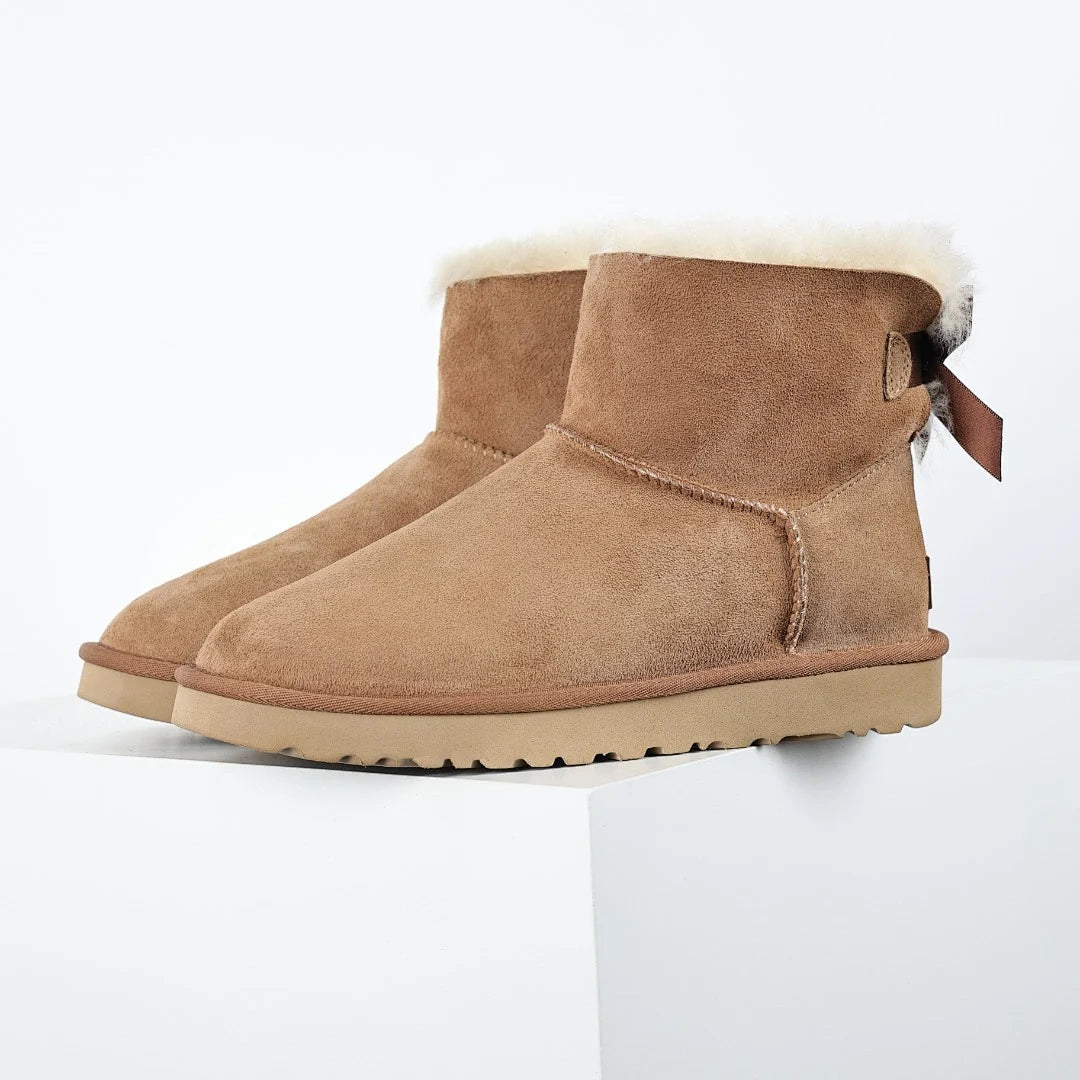 UGG Mini Bailey Bow II Boot – Chestnut | Shearling-Lined Women's Ankle Boot with Bow Detail