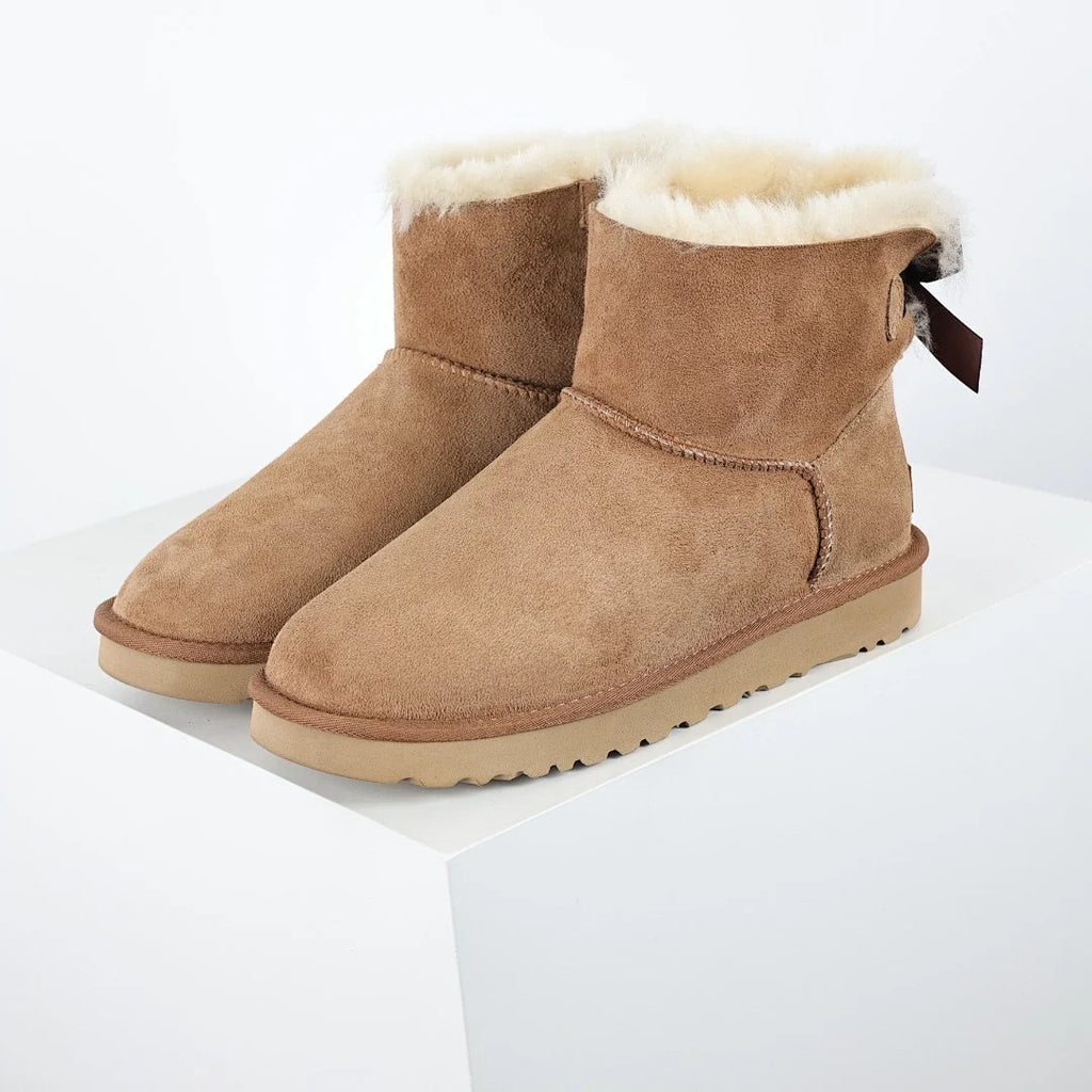 UGG Mini Bailey Bow II Boot – Chestnut | Shearling-Lined Women's Ankle Boot with Bow Detail