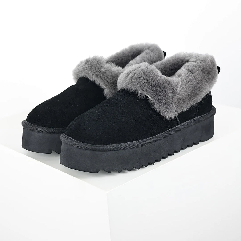 UGG Classic Ultra Mini Platform Boot – Black & Grey | Oversized Shearling-Cuff Women's Platform Boot