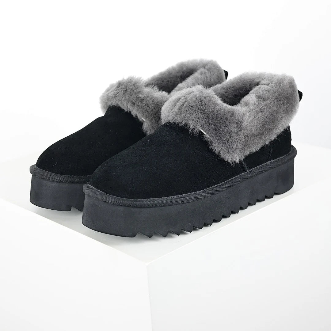 UGG Classic Ultra Mini Platform Boot – Black & Grey | Oversized Shearling-Cuff Women's Platform Boot
