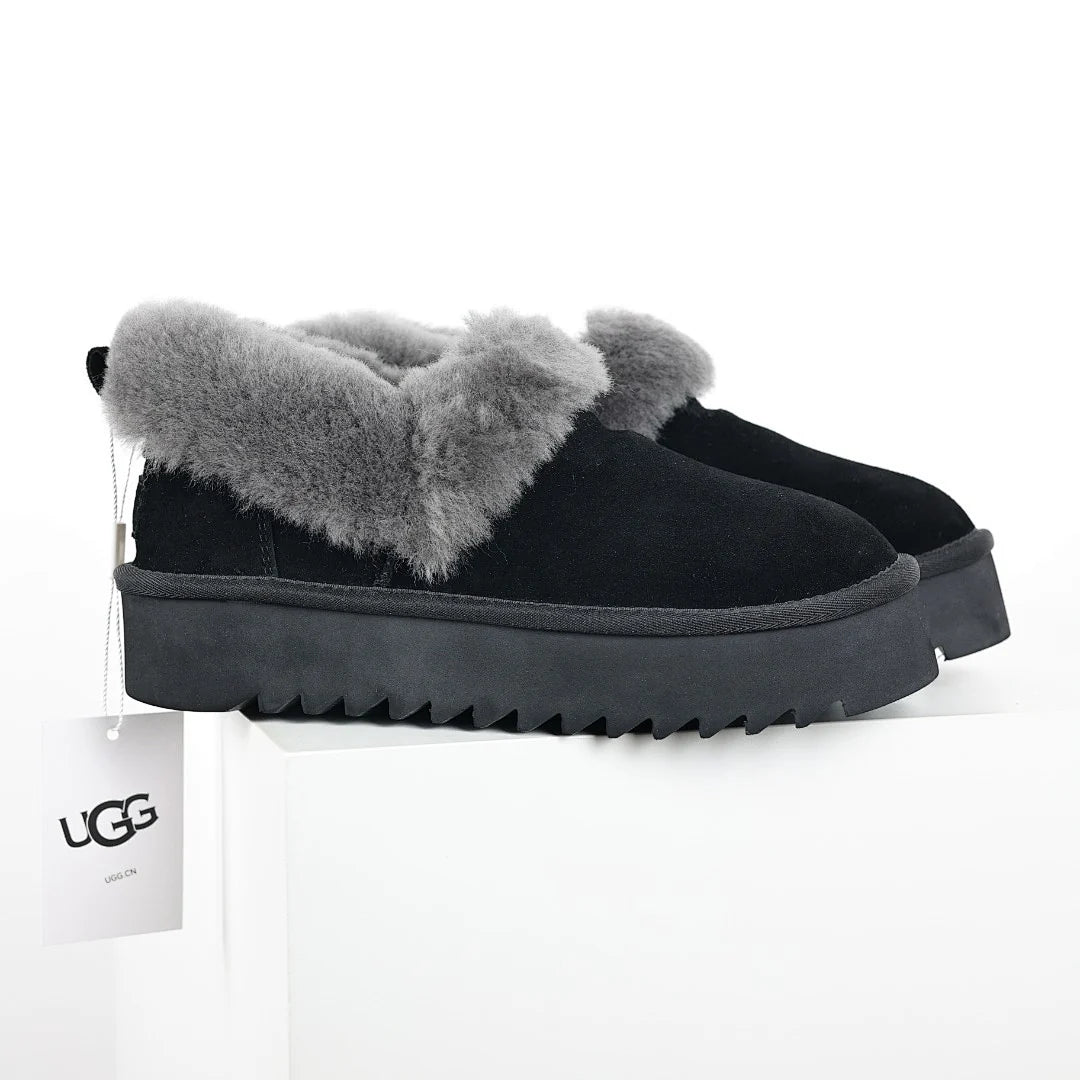 UGG Classic Ultra Mini Platform Boot – Black & Grey | Oversized Shearling-Cuff Women's Platform Boot