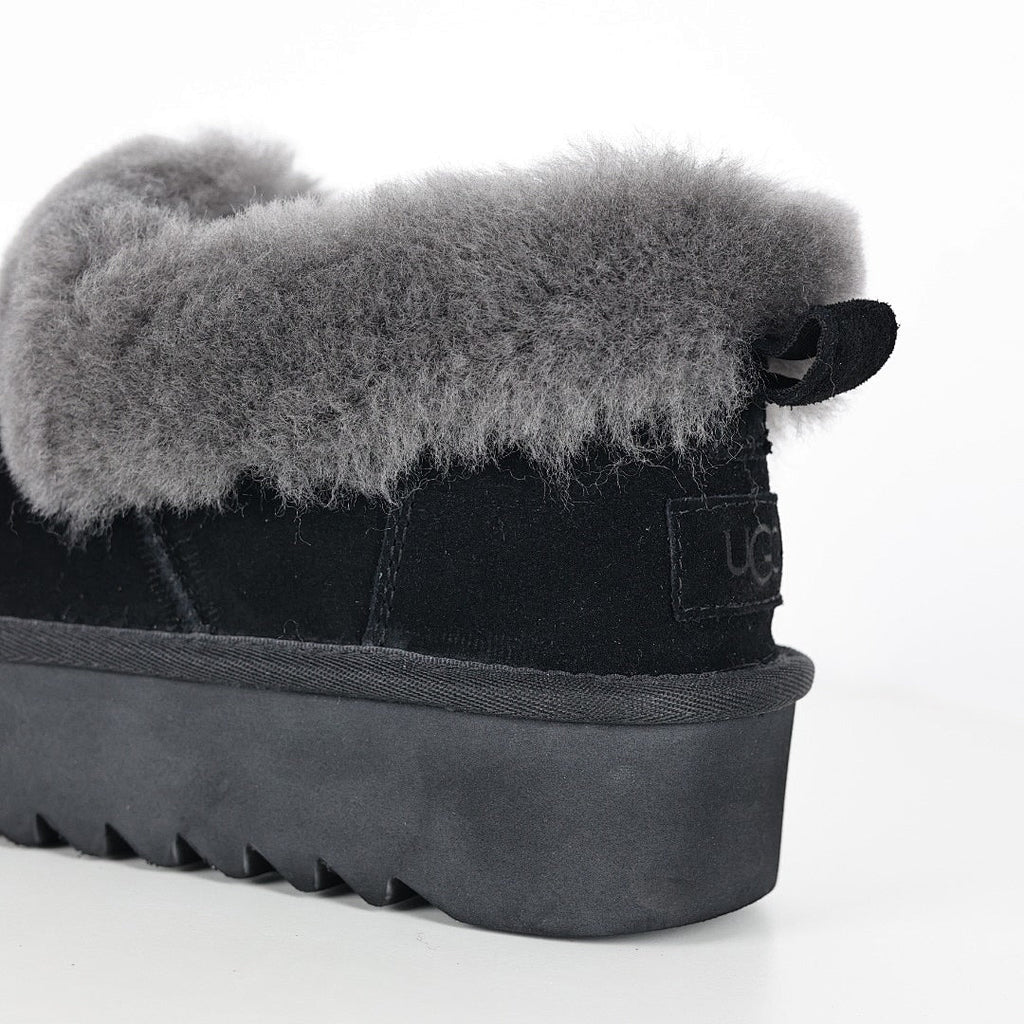 UGG Classic Ultra Mini Platform Boot – Black & Grey | Oversized Shearling-Cuff Women's Platform Boot