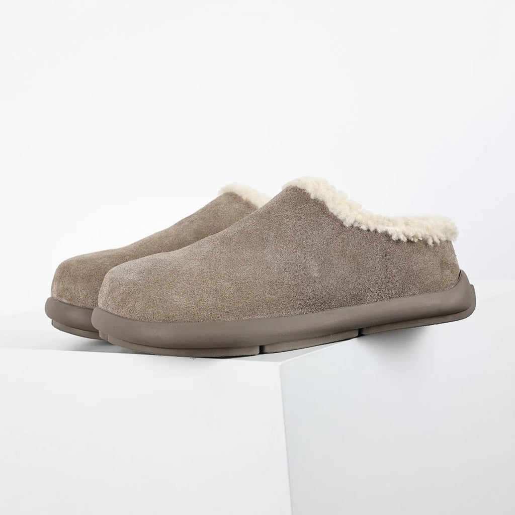 UGG Shearling Cuff Clog Slipper – Taupe | Warm-Lined Unisex Suede Slip-On