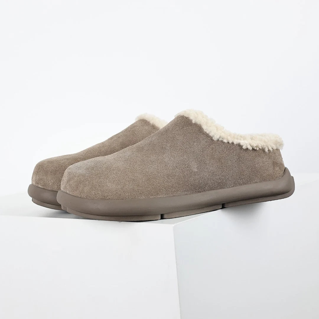 UGG Shearling Cuff Clog Slipper – Taupe | Warm-Lined Unisex Suede Slip-On