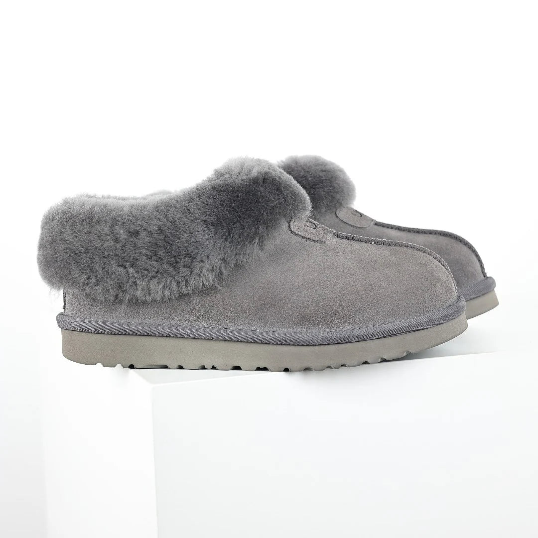 UGG Tazz Slipper – Grey | Shearling-Lined Women's Moc-Toe Slip-On